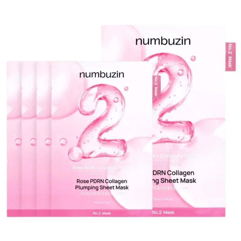 Numbuzin – No.2 Feszesítő Fátyolmaszk Szett, 5db, Rose PDRN Collagen Plumping Sheet Mask - LiLea