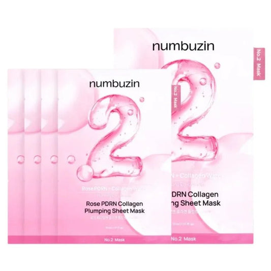 Numbuzin – No.2 Feszesítő Fátyolmaszk Szett, 5db, Rose PDRN Collagen Plumping Sheet Mask - LiLea
